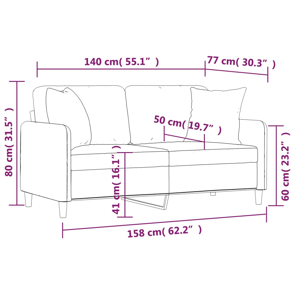 Tweezitsbank met sierkussens 140 cm stof bruin is nu te koop bij PeponiXL, paradijselijk wonen!