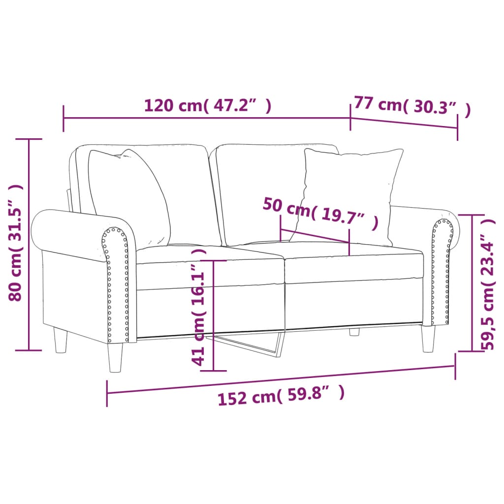 Tweezitsbank met sierkussens 120 cm fluweel lichtgrijs is nu te koop bij PeponiXL, paradijselijk wonen!