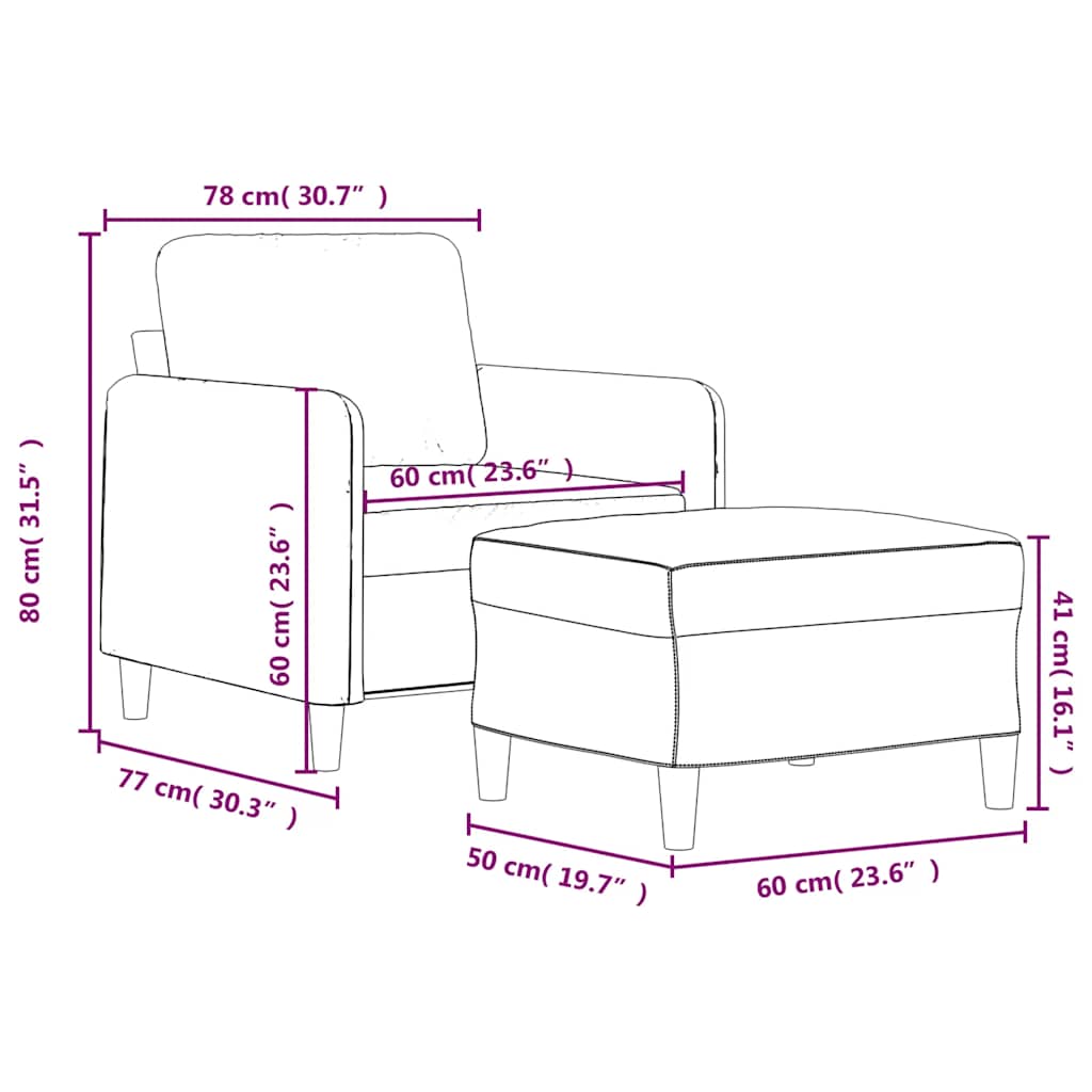 Fauteuil met voetenbank 60 cm fluweel zwart is nu te koop bij PeponiXL, paradijselijk wonen!