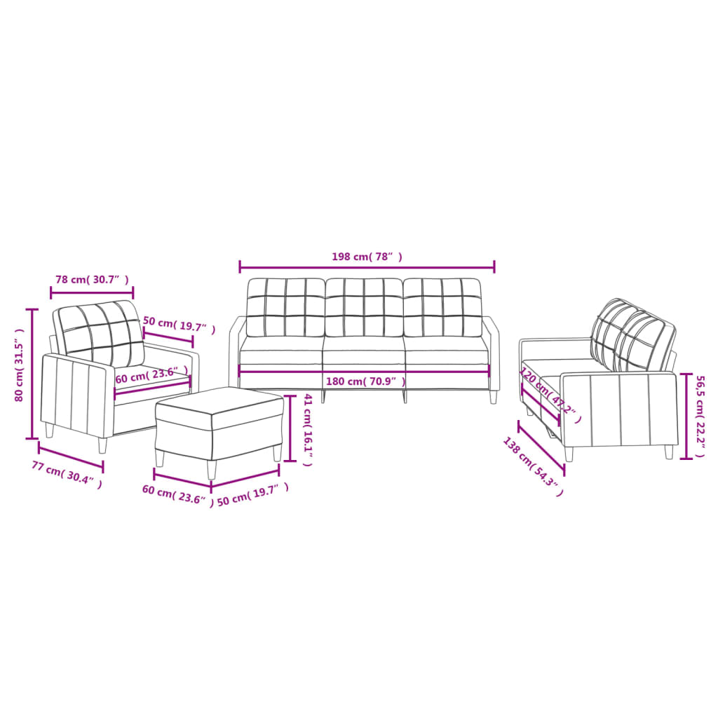4-delige Loungeset met kussens stof taupe is nu te koop bij PeponiXL, paradijselijk wonen!