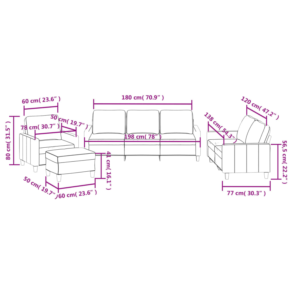 4-delige Loungeset met kussens kunstleer crème is nu te koop bij PeponiXL, paradijselijk wonen!