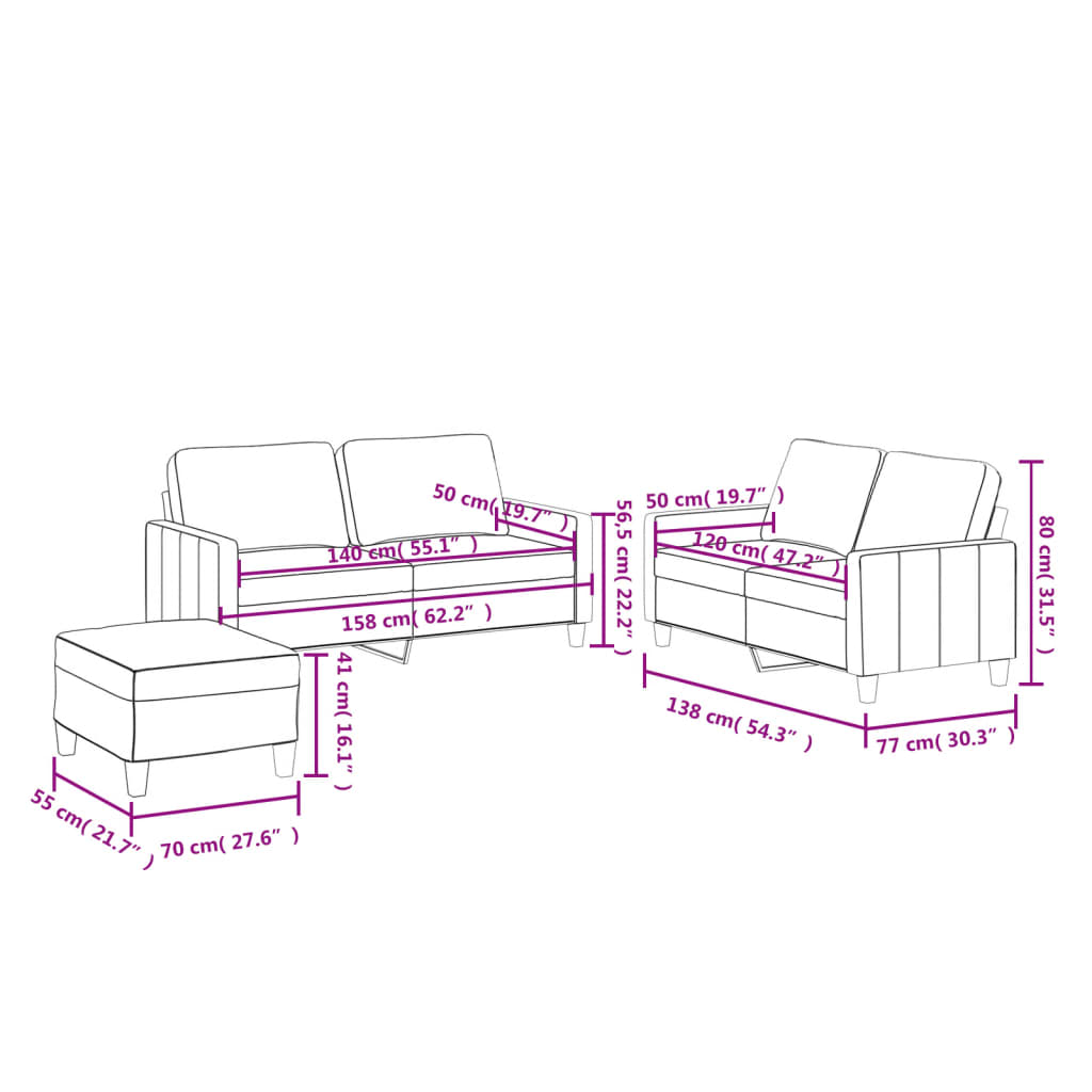 3-delige Loungeset met kussens kunstleer cappuccino is nu te koop bij PeponiXL, paradijselijk wonen!