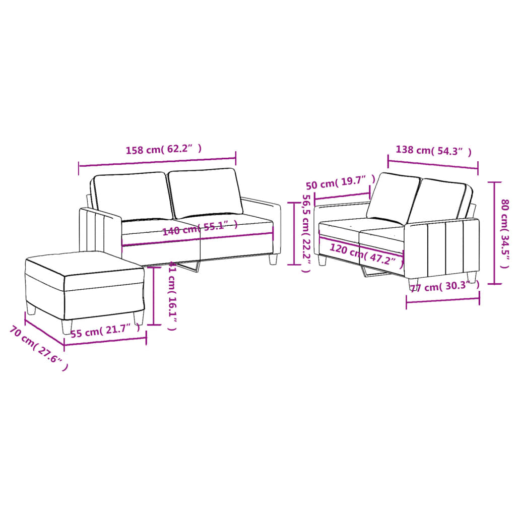 3-delige Loungeset met kussens stof taupe is nu te koop bij PeponiXL, paradijselijk wonen!