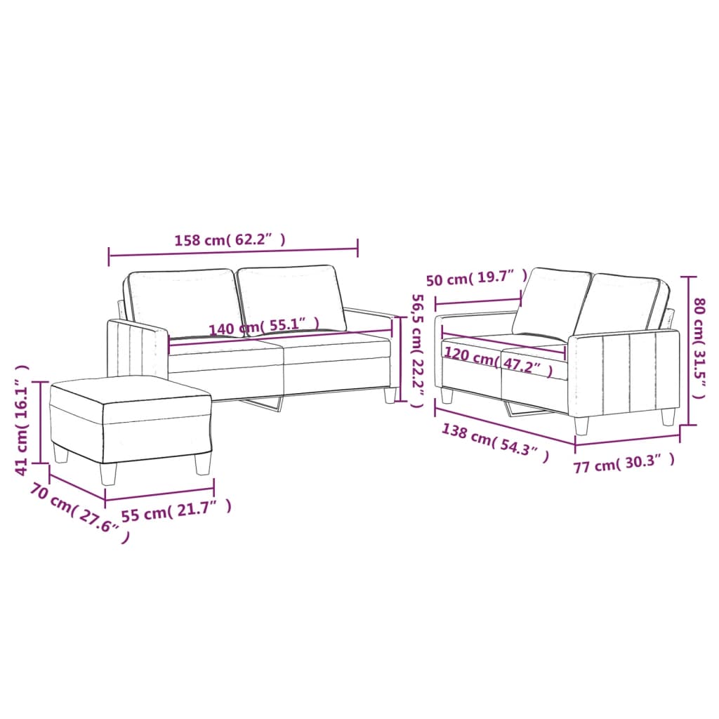 3-delige Loungeset met kussens fluweel roze is nu te koop bij PeponiXL, paradijselijk wonen!