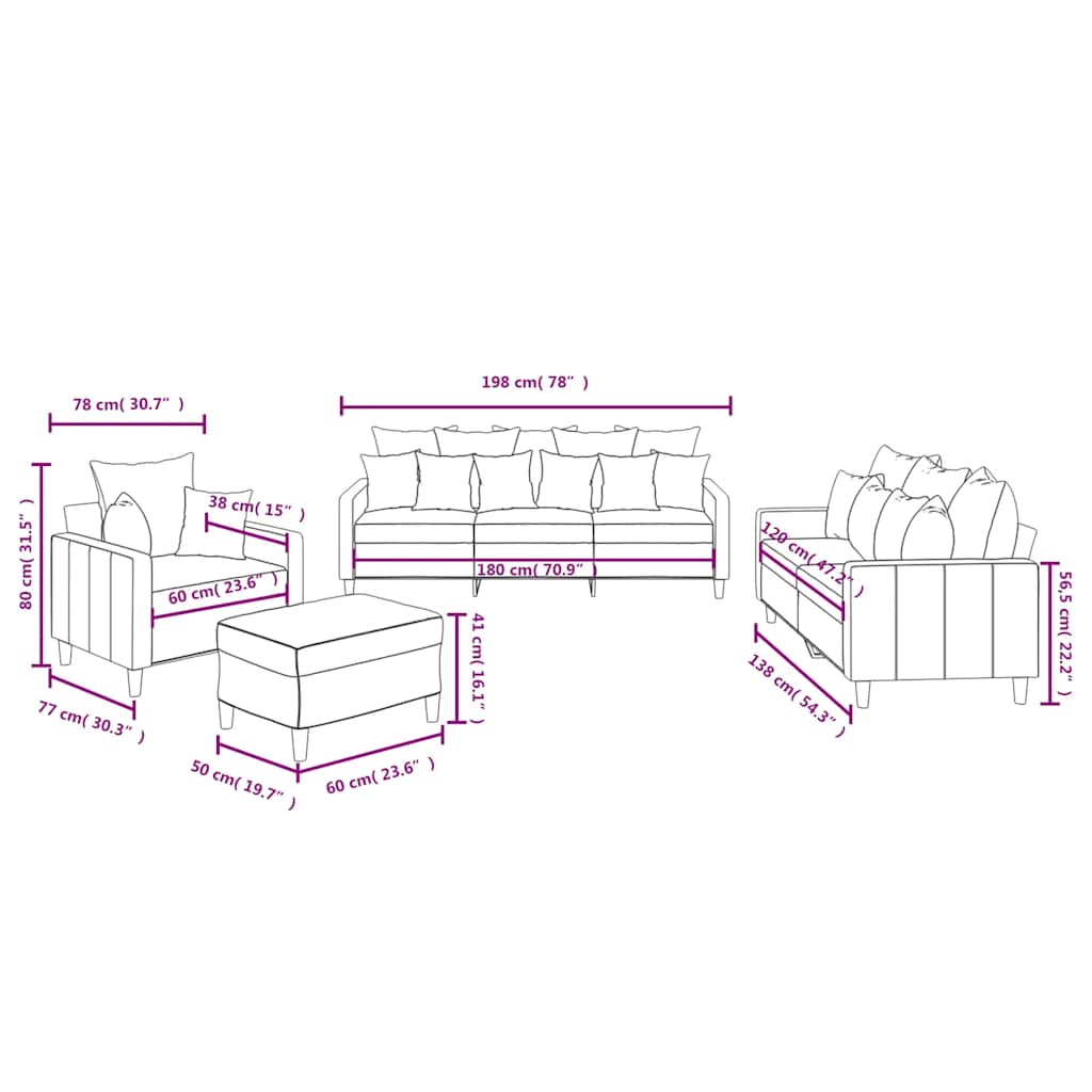 4-delige Loungeset met kussens fluweel crèmekleurig is nu te koop bij PeponiXL, paradijselijk wonen!