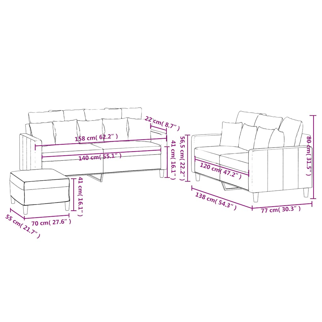 3-delige Loungeset met kussens fluweel zwart is nu te koop bij PeponiXL, paradijselijk wonen!