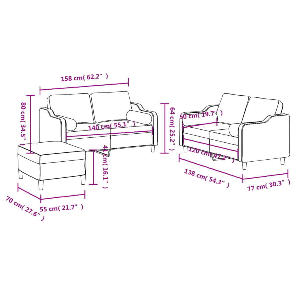 3-delige Loungeset met kussens stof donkergrijs is nu te koop bij PeponiXL, paradijselijk wonen!