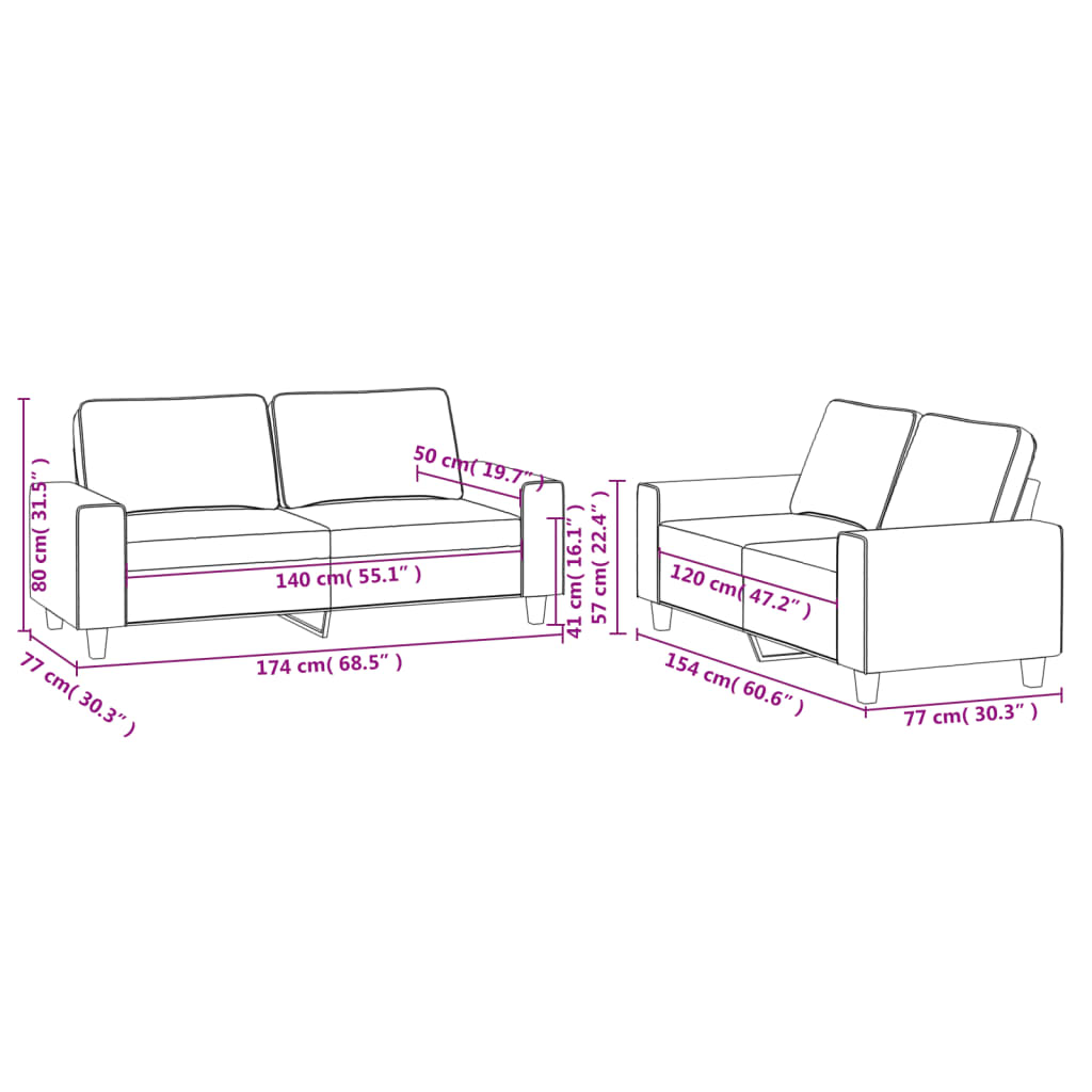 2-delige Loungeset stof crèmekleurig is nu te koop bij PeponiXL, paradijselijk wonen!