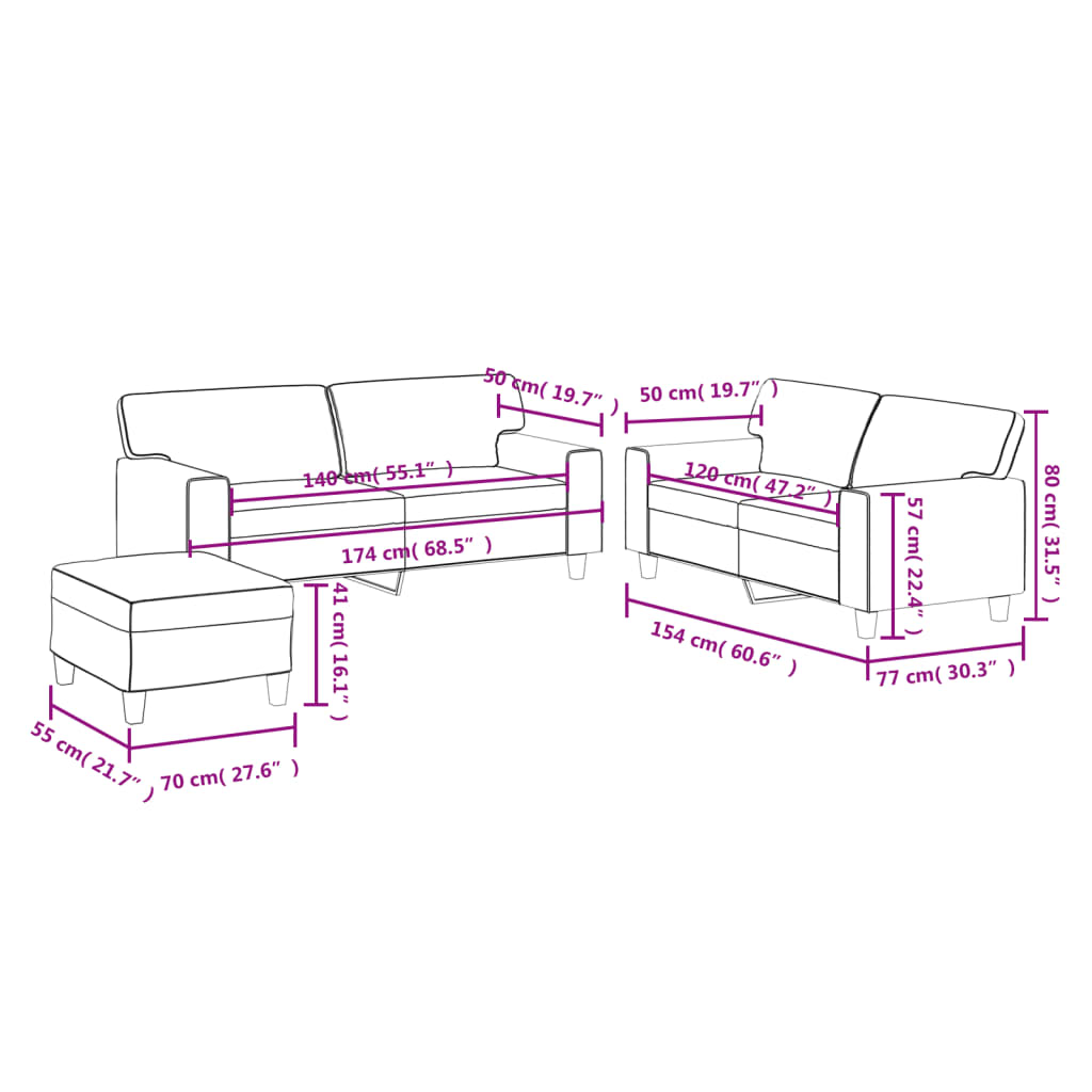 3-delige Loungeset kunstleer zwart is nu te koop bij PeponiXL, paradijselijk wonen!