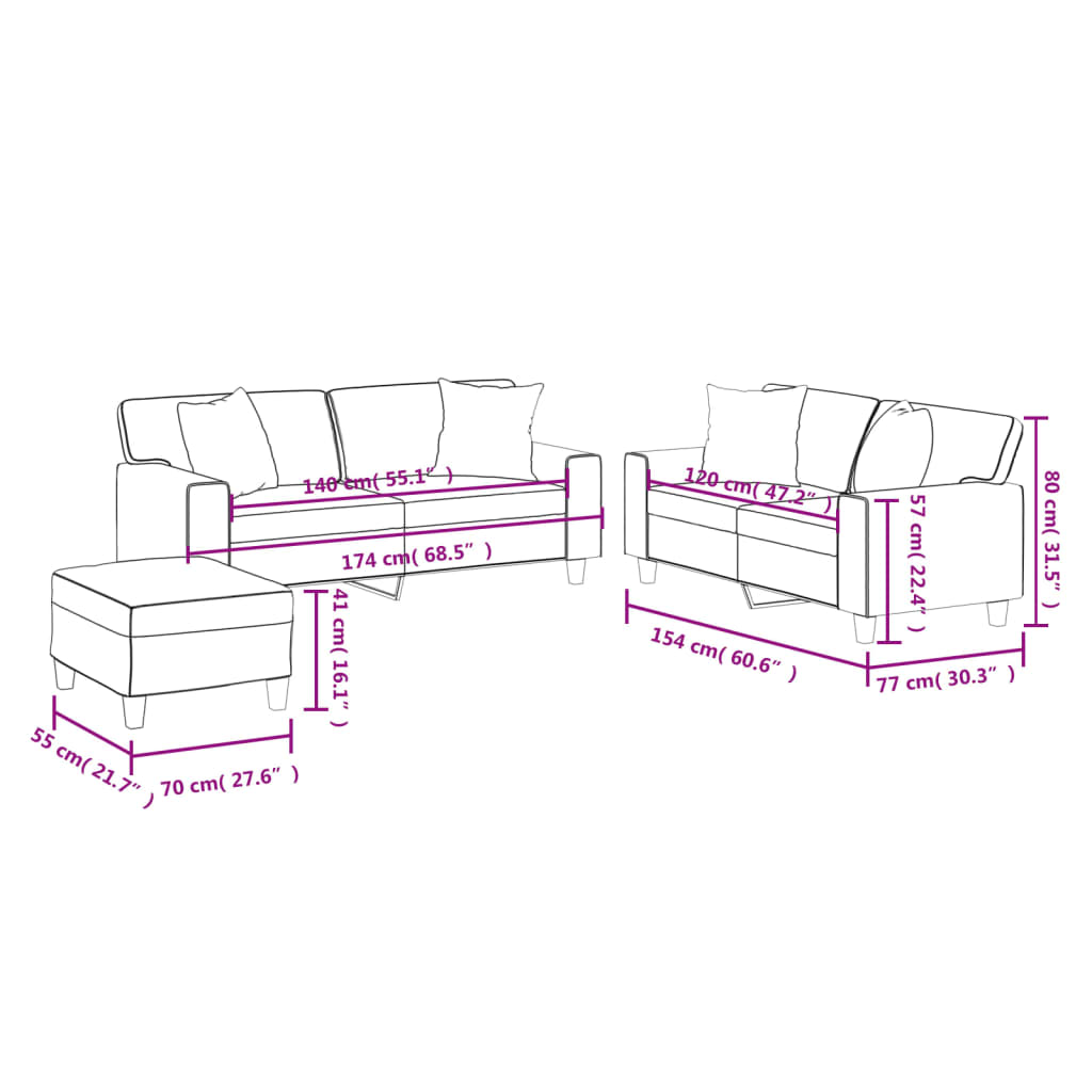 3-delige Loungeset met kussens kunstleer zwart is nu te koop bij PeponiXL, paradijselijk wonen!
