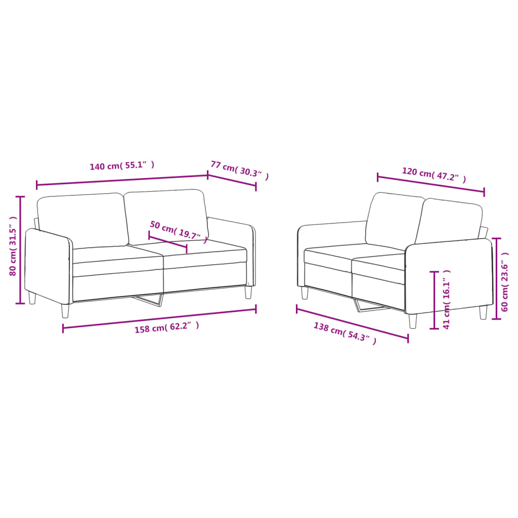 2-delige Loungeset fluweel lichtgrijs is nu te koop bij PeponiXL, paradijselijk wonen!