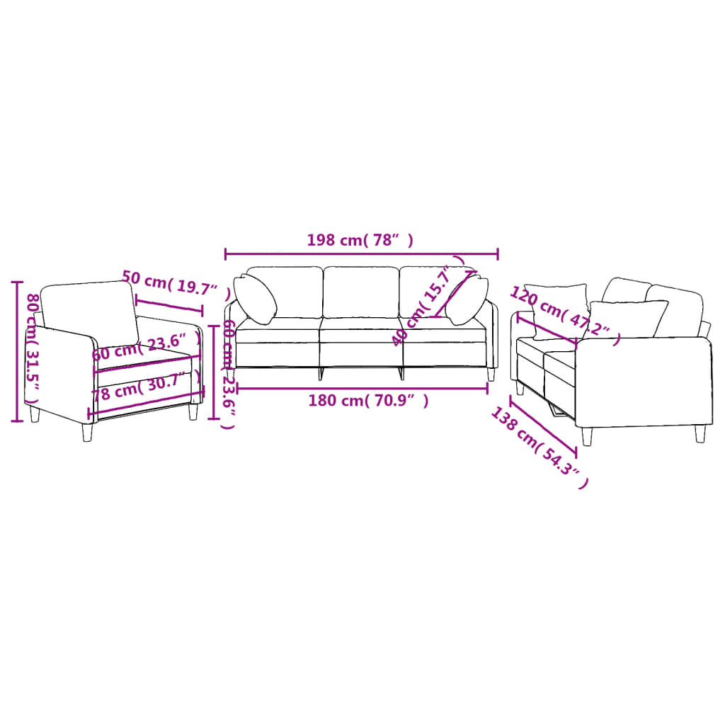 3-delige Loungeset met kussens stof zwart is nu te koop bij PeponiXL, paradijselijk wonen!