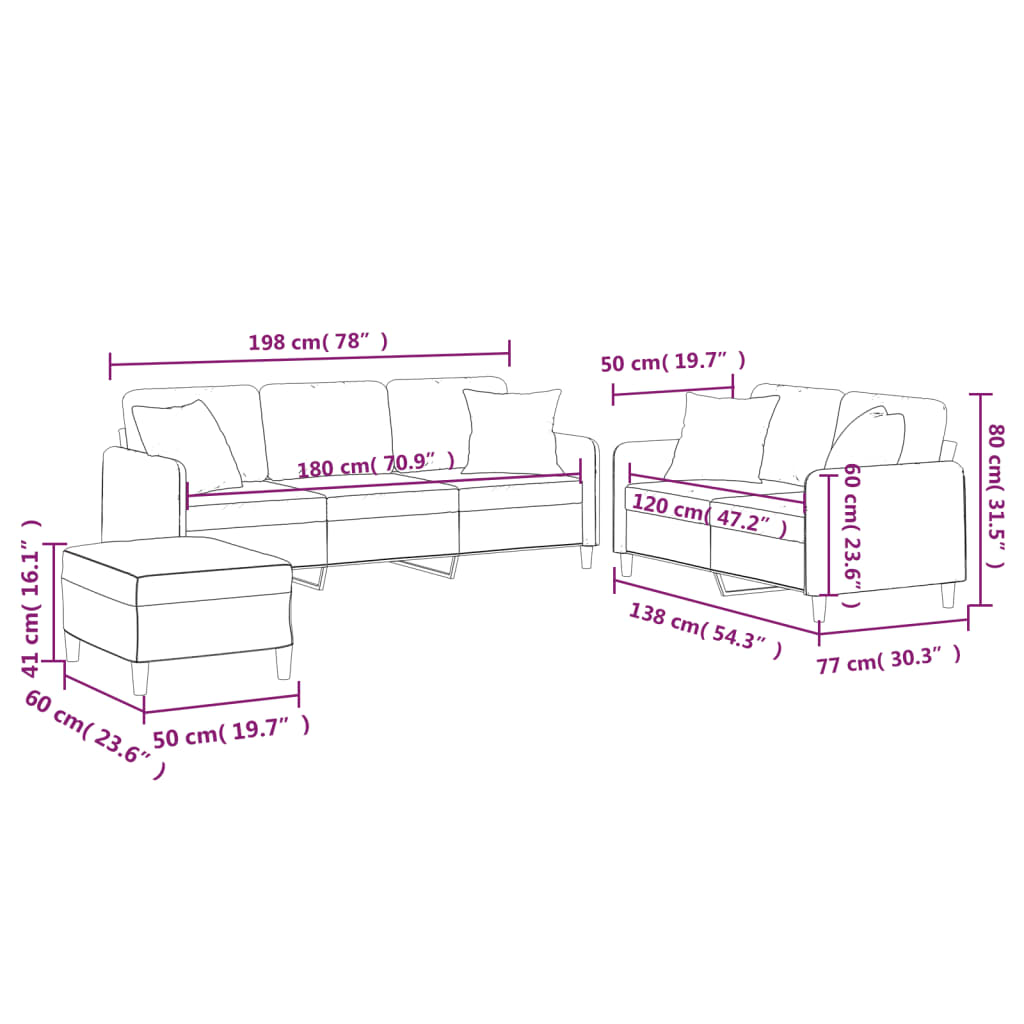 3-delige Loungeset met kussens stof lichtgrijs is nu te koop bij PeponiXL, paradijselijk wonen!
