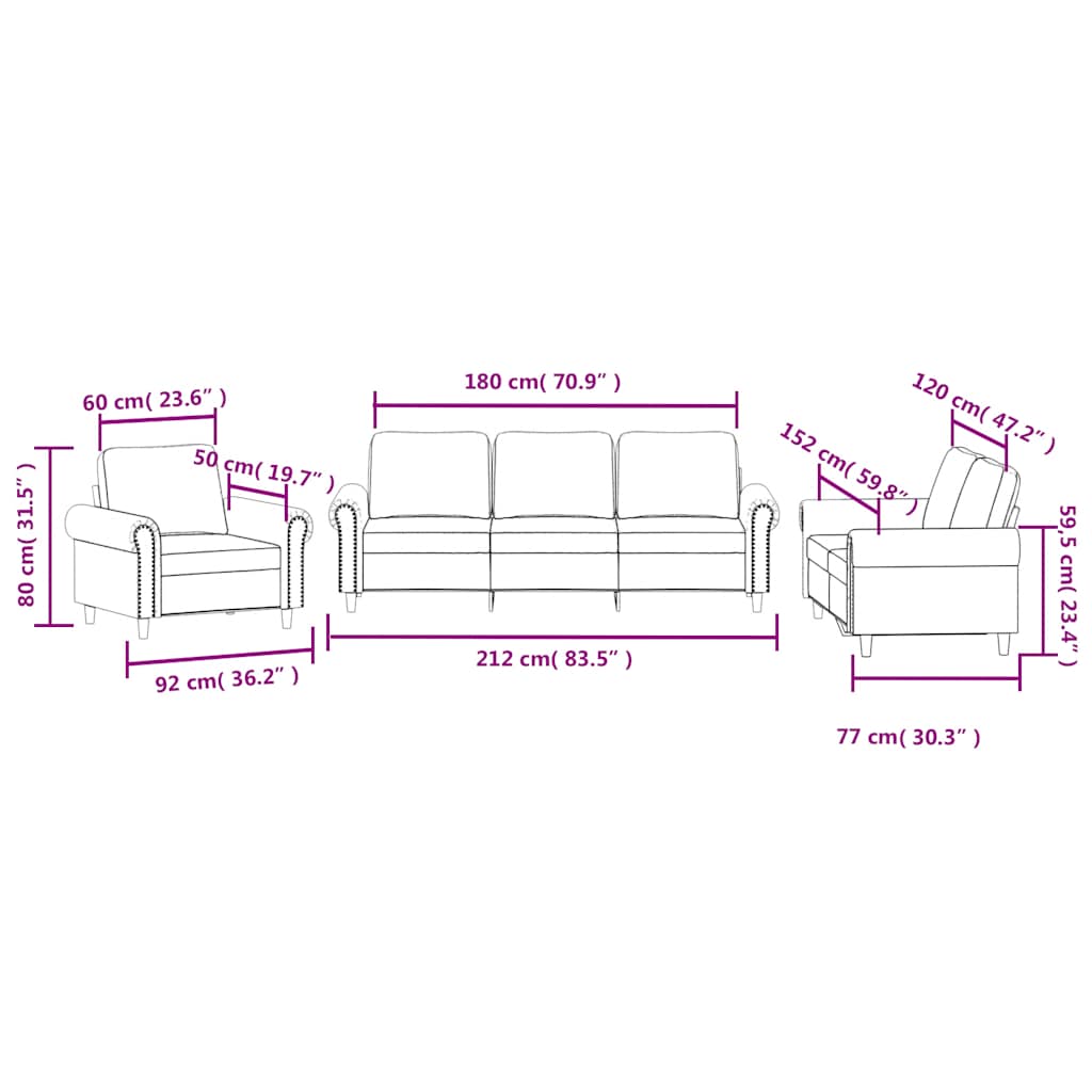 3-delige Loungeset met kussens fluweel bruin is nu te koop bij PeponiXL, paradijselijk wonen!