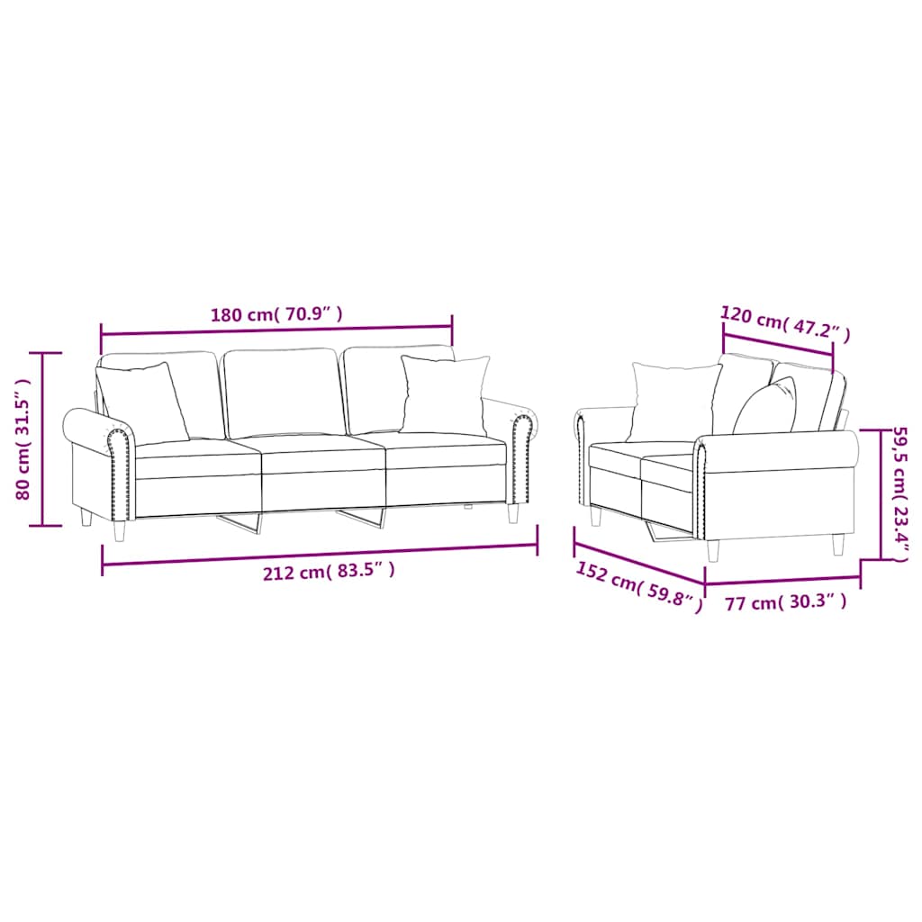 2-delige Loungeset met kussens fluweel zwart is nu te koop bij PeponiXL, paradijselijk wonen!