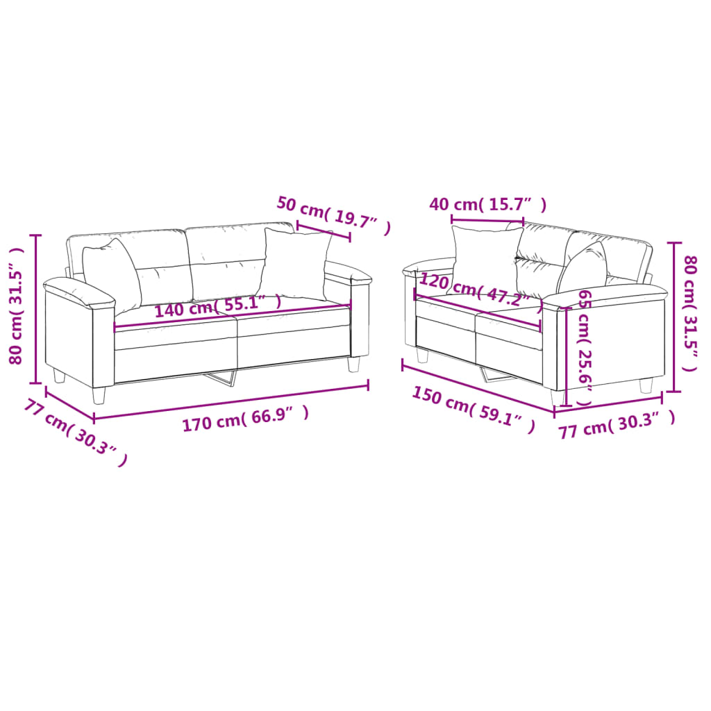 2-delige Loungeset met kussens microvezelstof beige is nu te koop bij PeponiXL, paradijselijk wonen!
