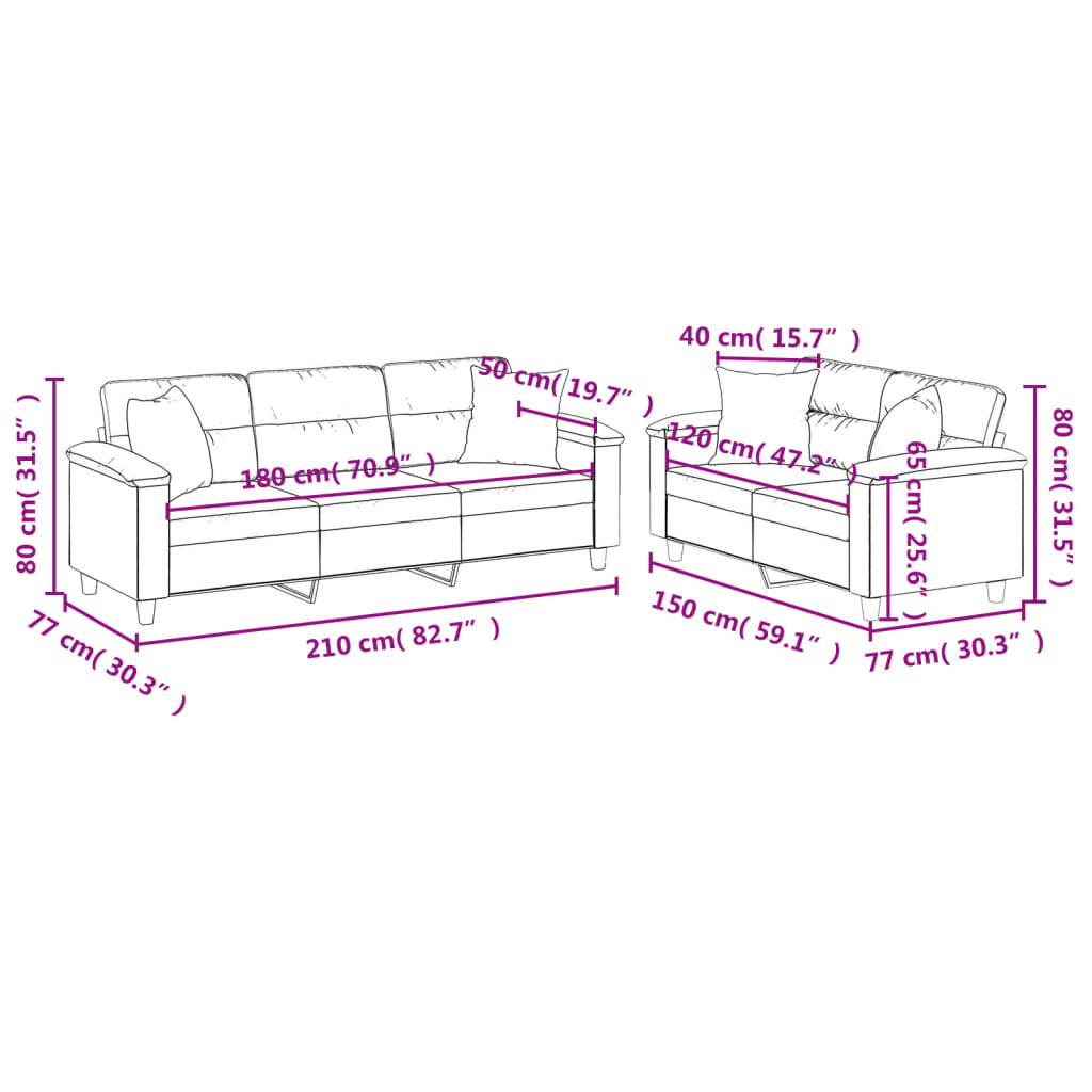 2-delige Loungeset met kussens microvezelstof beige is nu te koop bij PeponiXL, paradijselijk wonen!