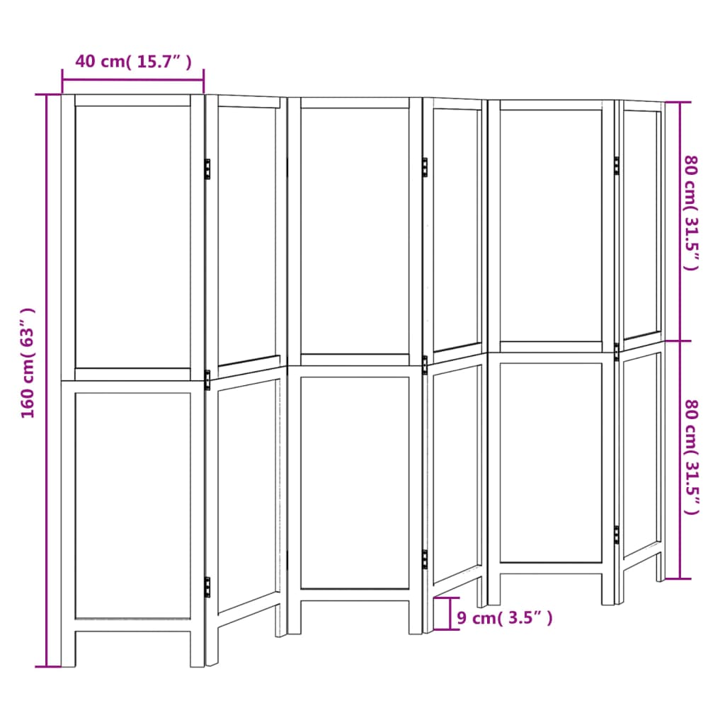 Kamerscherm met 6 panelen massief paulowniahout donkerbruin is nu te koop bij PeponiXL, paradijselijk wonen!