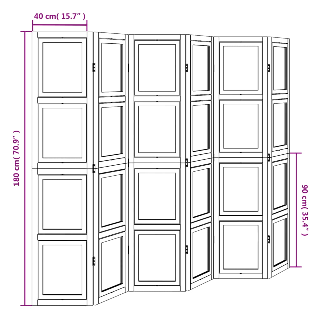 Kamerscherm met 6 panelen massief paulowniahout wit is nu te koop bij PeponiXL, paradijselijk wonen!