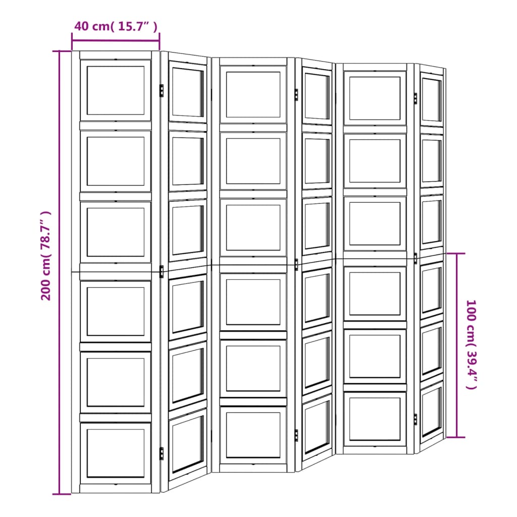 Kamerscherm met 6 panelen massief paulowniahout wit is nu te koop bij PeponiXL, paradijselijk wonen!