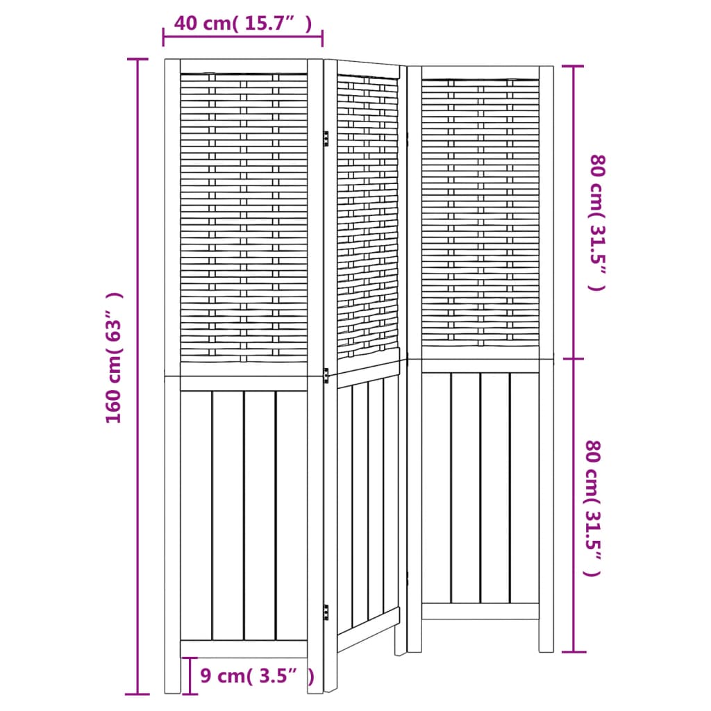Kamerscherm met 3 panelen massief paulowniahout wit is nu te koop bij PeponiXL, paradijselijk wonen!