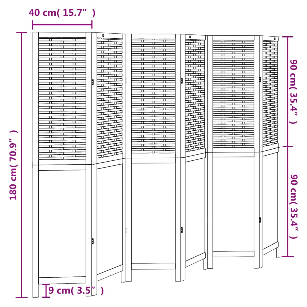 Kamerscherm met 6 panelen massief paulowniahout wit is nu te koop bij PeponiXL, paradijselijk wonen!
