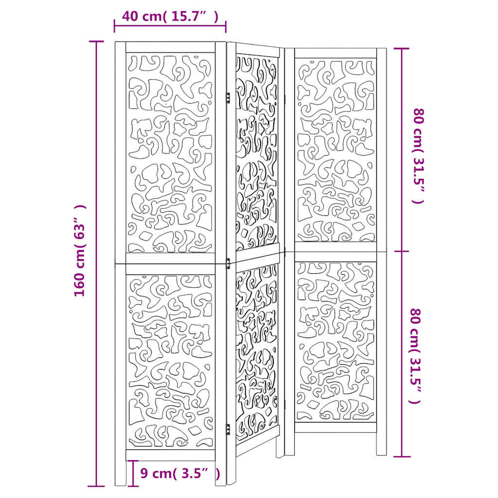 Kamerscherm met 3 panelen massief paulowniahout wit is nu te koop bij PeponiXL, paradijselijk wonen!