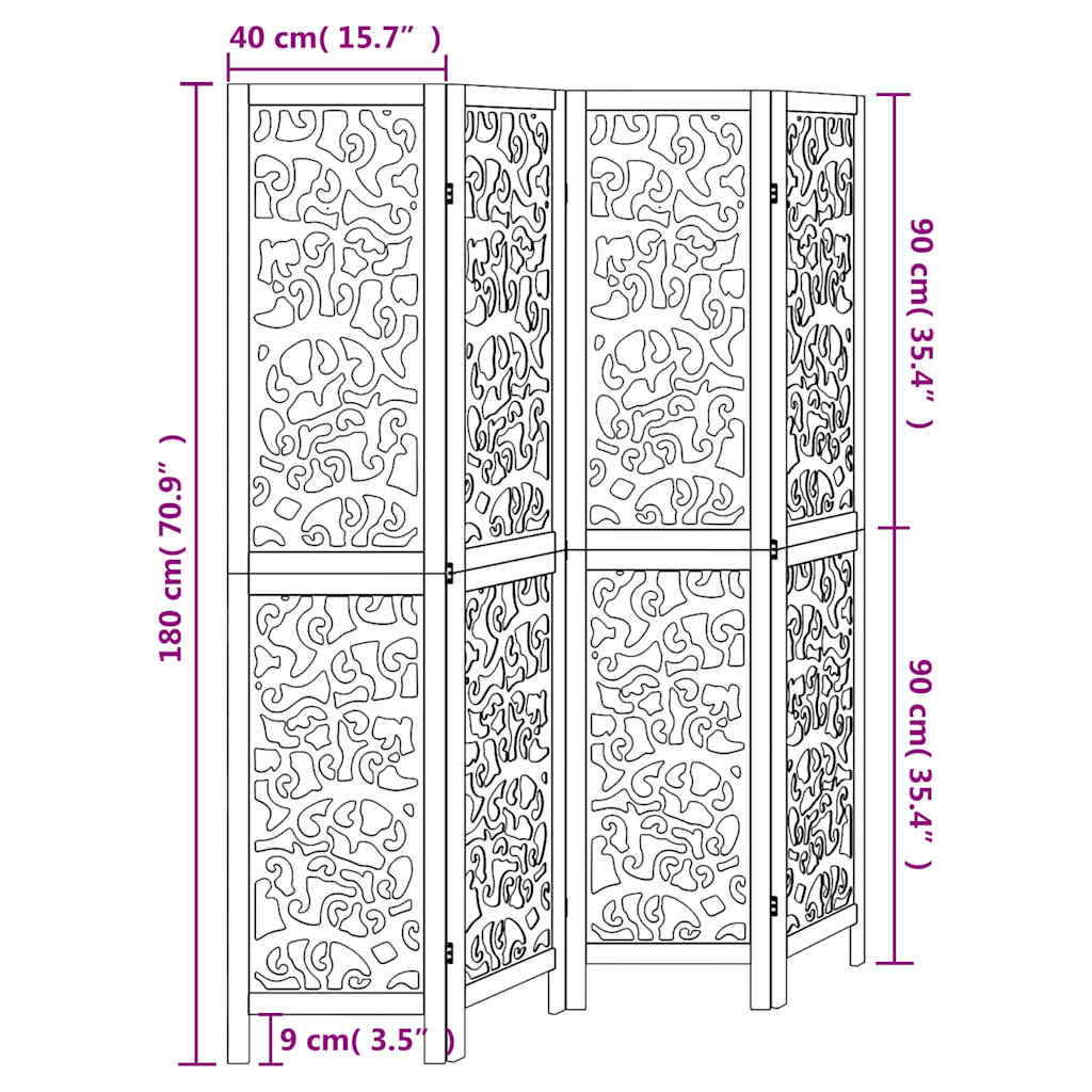 Kamerscherm met 4 panelen massief paulowniahout wit is nu te koop bij PeponiXL, paradijselijk wonen!