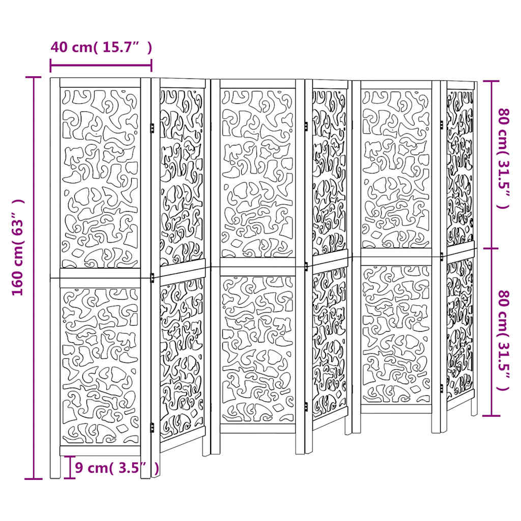 Kamerscherm met 6 panelen massief paulowniahout wit is nu te koop bij PeponiXL, paradijselijk wonen!