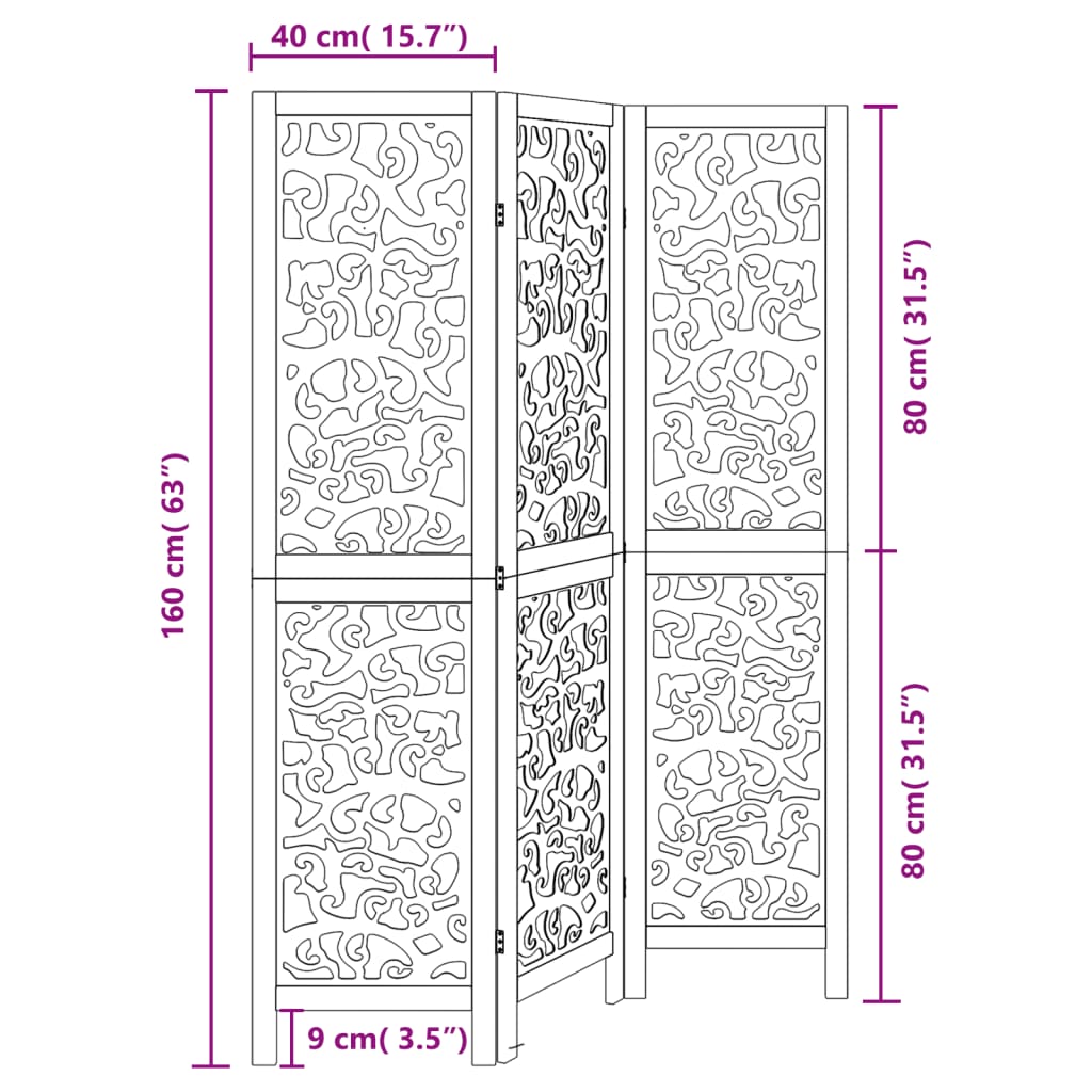 Kamerscherm met 3 panelen massief paulowniahout zwart is nu te koop bij PeponiXL, paradijselijk wonen!