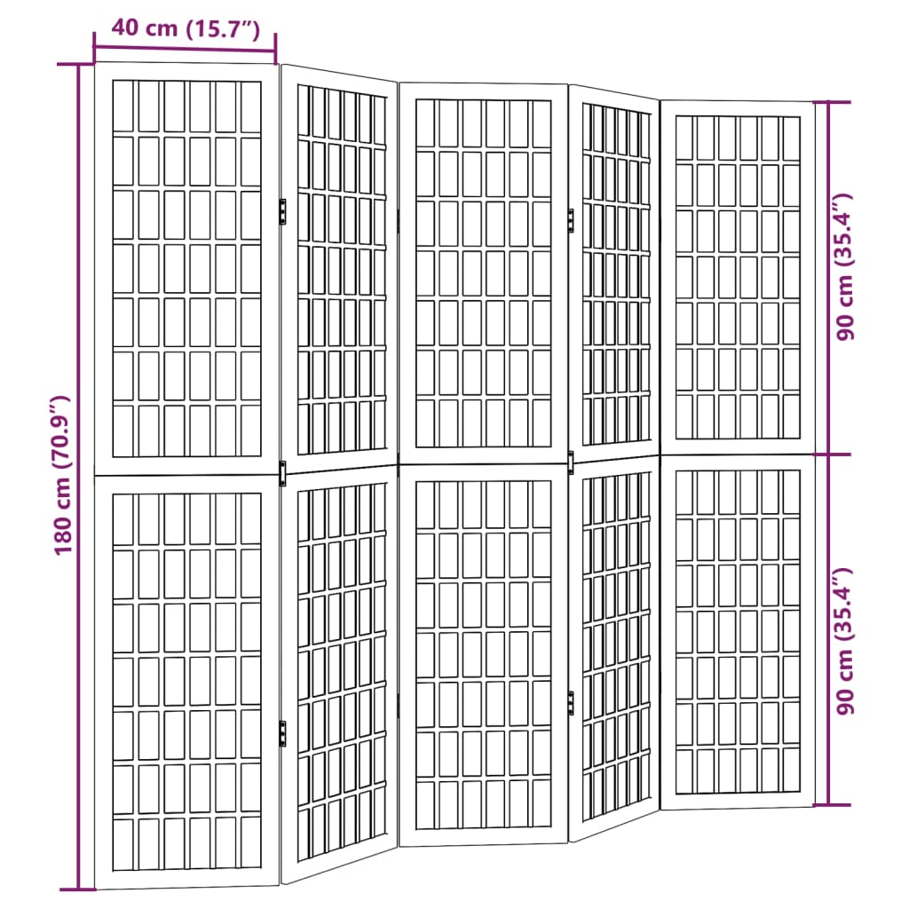 Kamerscherm met 5 panelen massief paulowniahout zwart is nu te koop bij PeponiXL, paradijselijk wonen!
