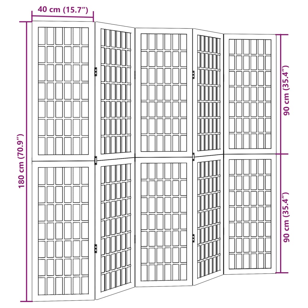 Kamerscherm met 5 panelen massief paulowniahout wit is nu te koop bij PeponiXL, paradijselijk wonen!