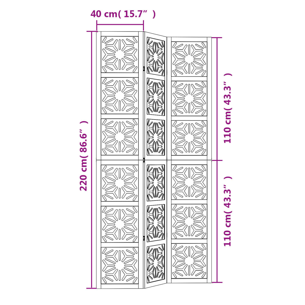 Kamerscherm met 3 panelen massief paulowniahout zwart is nu te koop bij PeponiXL, paradijselijk wonen!