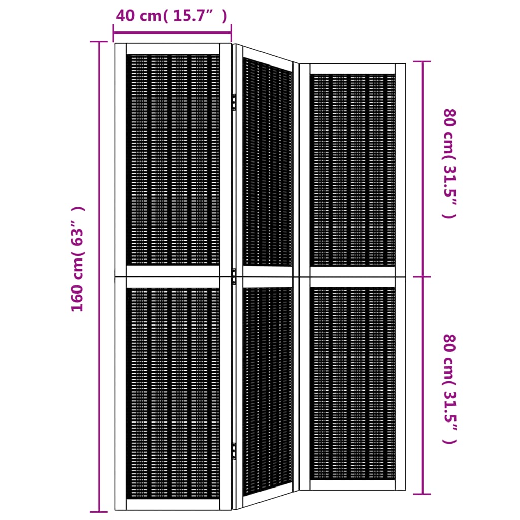 Kamerscherm met 3 panelen massief paulowniahout bruin is nu te koop bij PeponiXL, paradijselijk wonen!