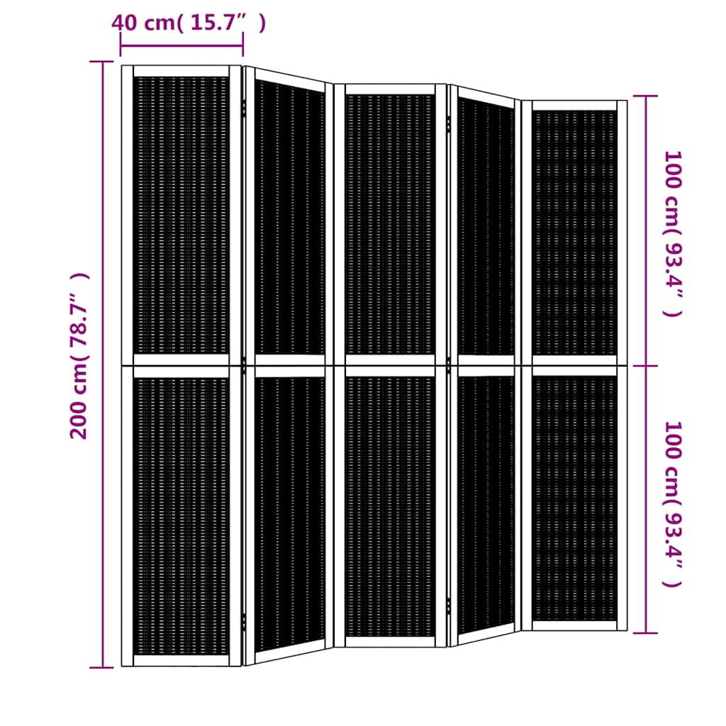 Kamerscherm met 5 panelen massief paulowniahout bruin is nu te koop bij PeponiXL, paradijselijk wonen!