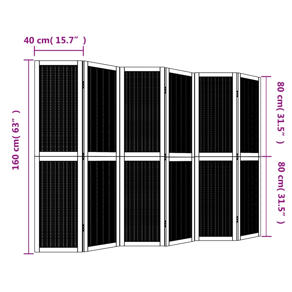 Kamerscherm met 6 panelen massief paulowniahout bruin is nu te koop bij PeponiXL, paradijselijk wonen!
