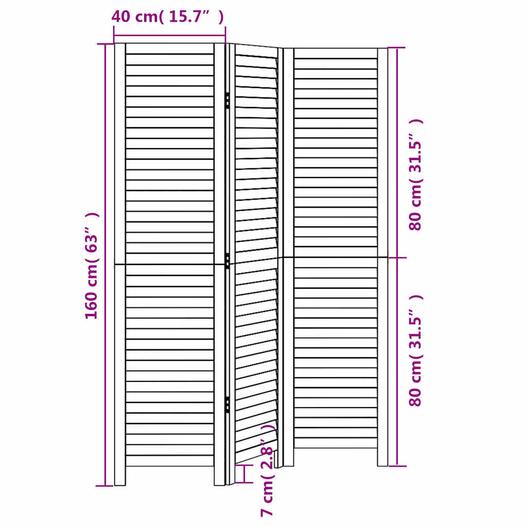 Kamerscherm met 3 panelen massief paulowniahout wit is nu te koop bij PeponiXL, paradijselijk wonen!