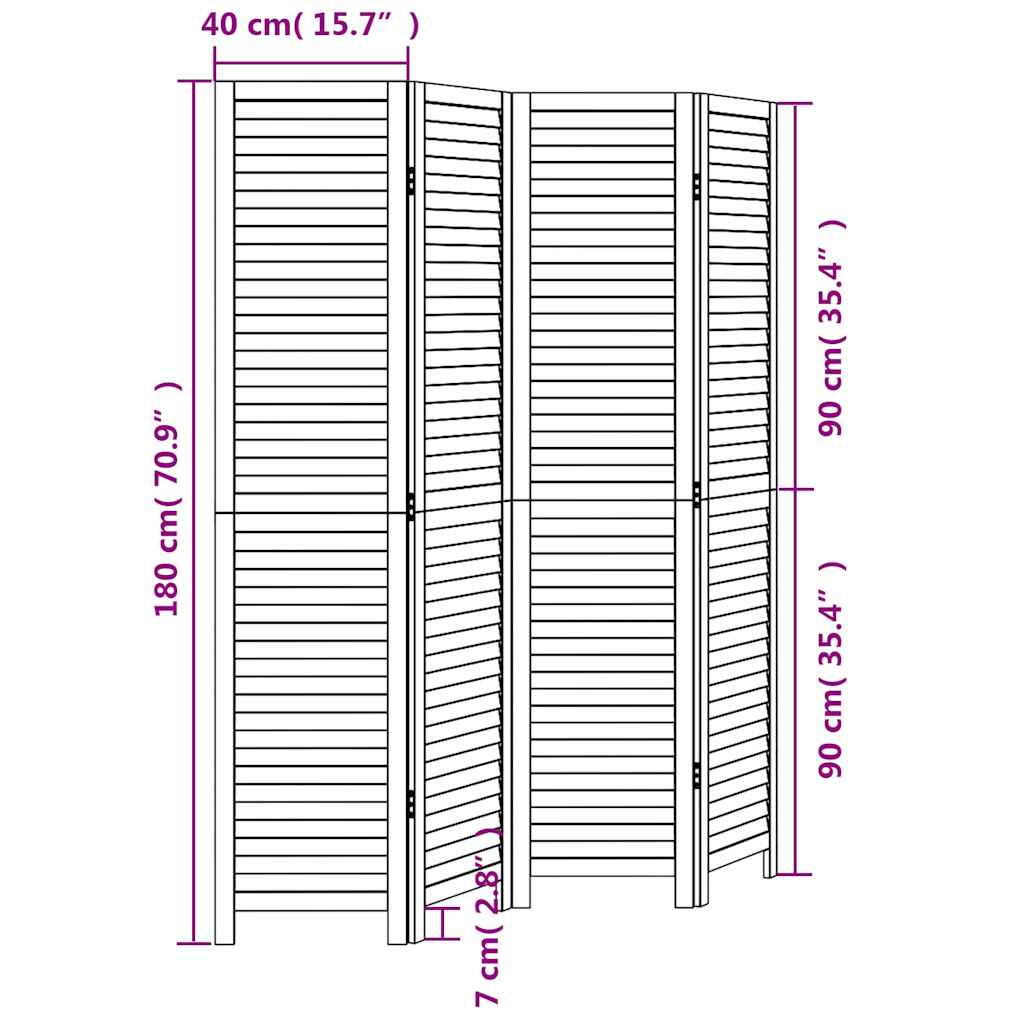 Kamerscherm met 4 panelen massief paulowniahout wit is nu te koop bij PeponiXL, paradijselijk wonen!