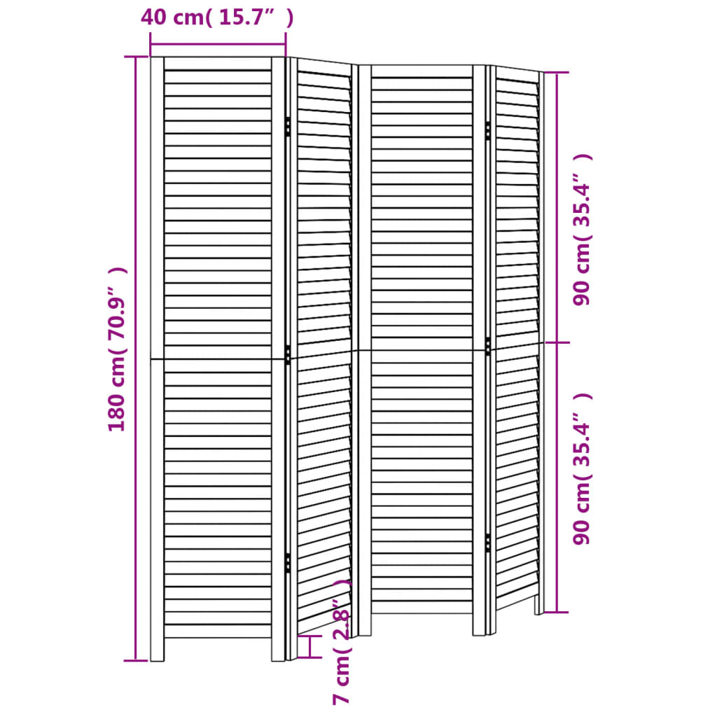 Kamerscherm met 4 panelen massief paulowniahout zwart is nu te koop bij PeponiXL, paradijselijk wonen!