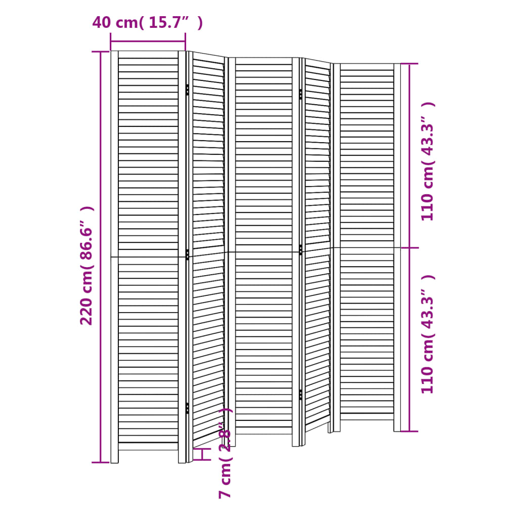 Kamerscherm met 5 panelen massief paulowniahout zwart is nu te koop bij PeponiXL, paradijselijk wonen!