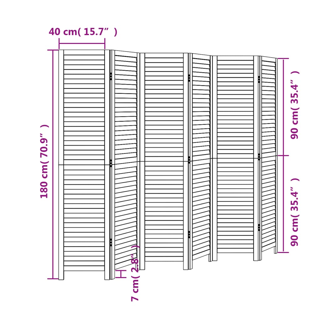 Kamerscherm met 6 panelen massief paulowniahout zwart is nu te koop bij PeponiXL, paradijselijk wonen!