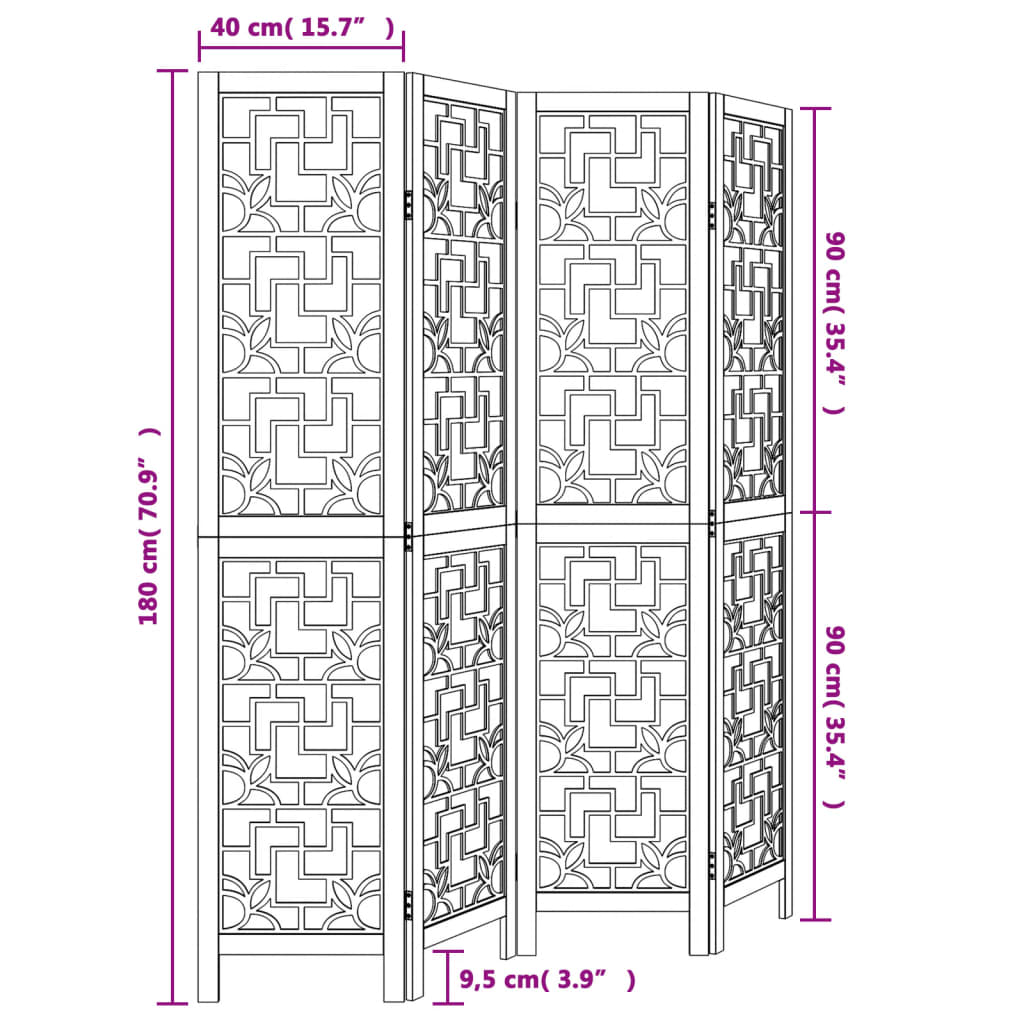 Kamerscherm met 4 panelen massief paulowniahout bruin is nu te koop bij PeponiXL, paradijselijk wonen!