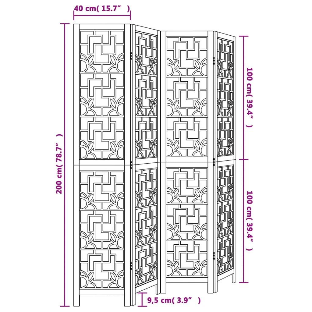 Kamerscherm met 4 panelen massief paulowniahout bruin is nu te koop bij PeponiXL, paradijselijk wonen!