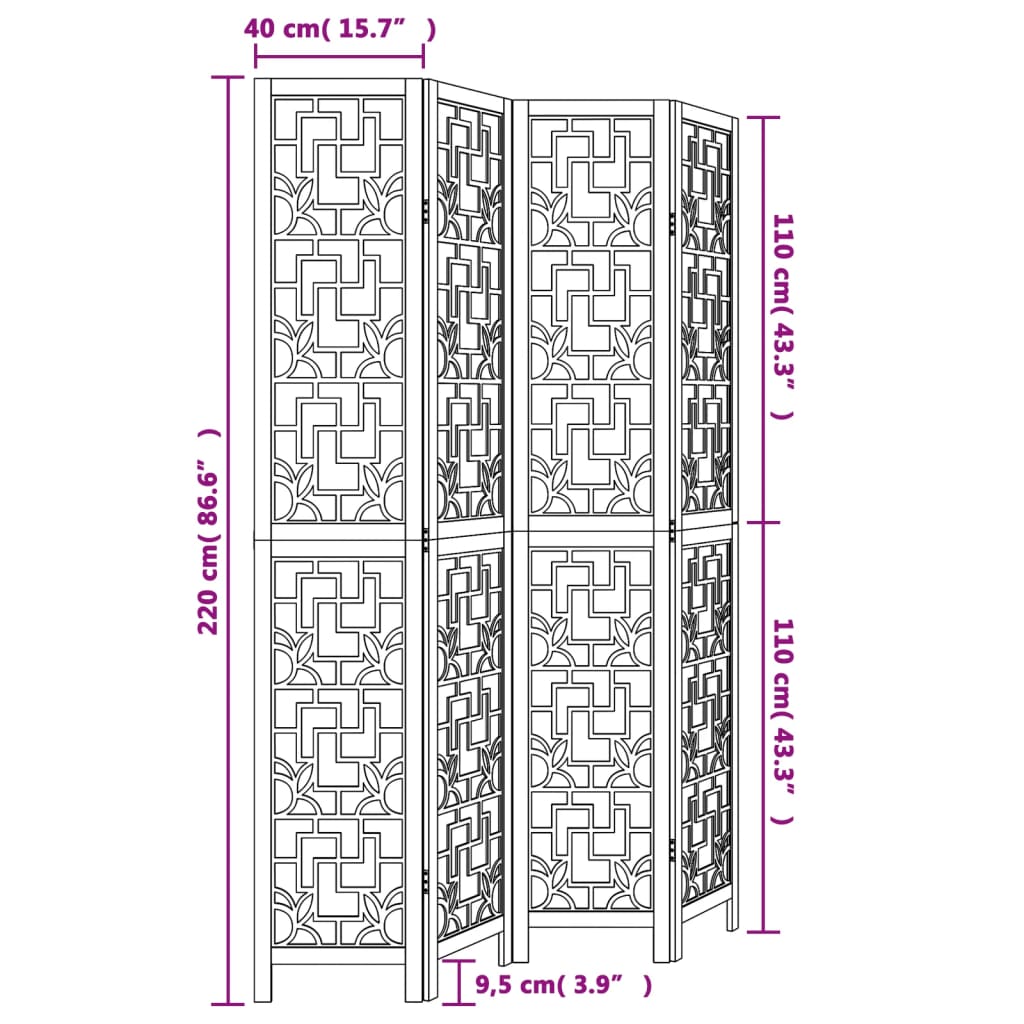 Kamerscherm met 4 panelen massief paulowniahout bruin is nu te koop bij PeponiXL, paradijselijk wonen!