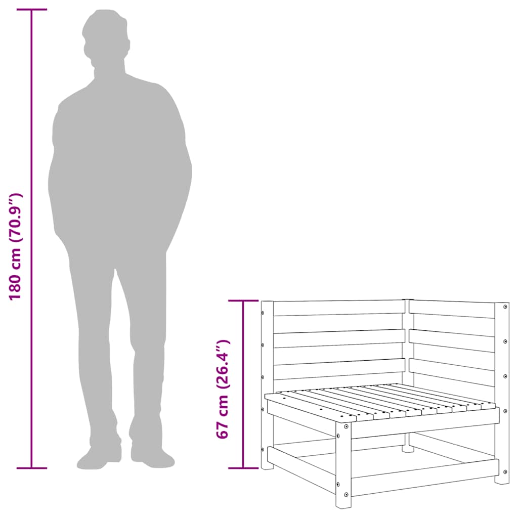 Tuinhoekbank 2 st 70x70x67 cm massief grenenhout wasbruin is nu te koop bij PeponiXL, paradijselijk wonen!