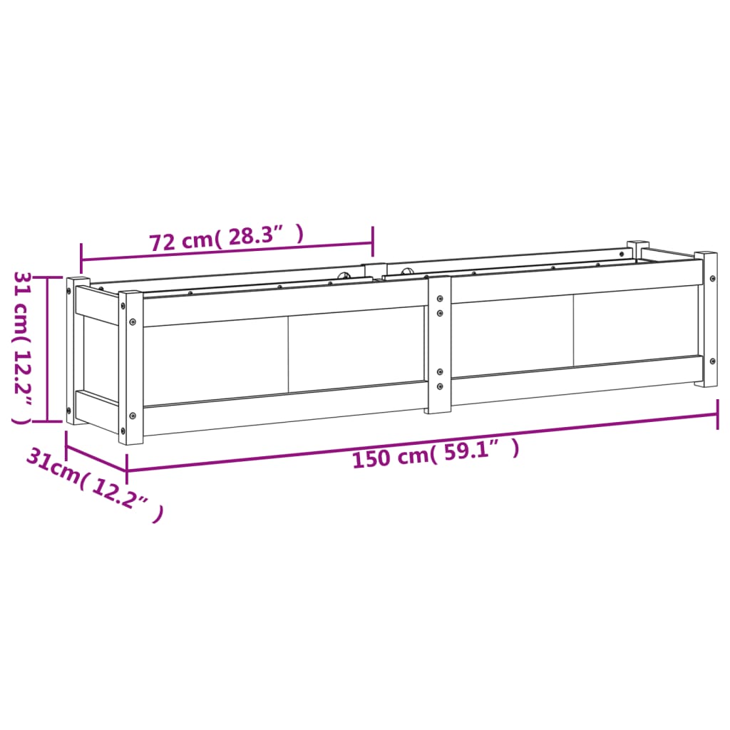 Plantenbak 150x31x31 cm massief douglashout is nu te koop bij PeponiXL, paradijselijk wonen!