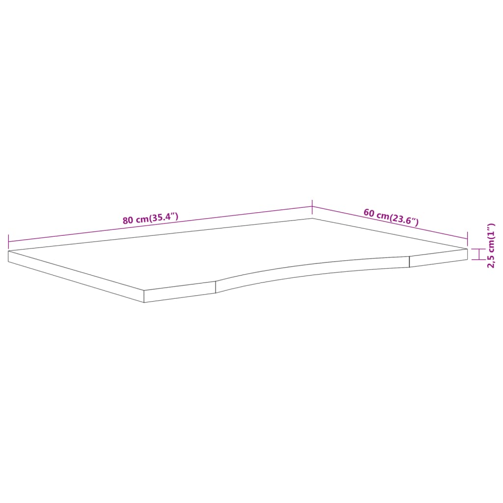 Bureaublad rechthoekig 80x60x2,5 cm massief acaciahout is nu te koop bij PeponiXL, paradijselijk wonen!