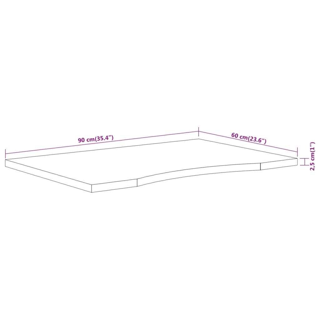 Bureaublad rechthoekig 90x60x2,5 cm massief acaciahout is nu te koop bij PeponiXL, paradijselijk wonen!