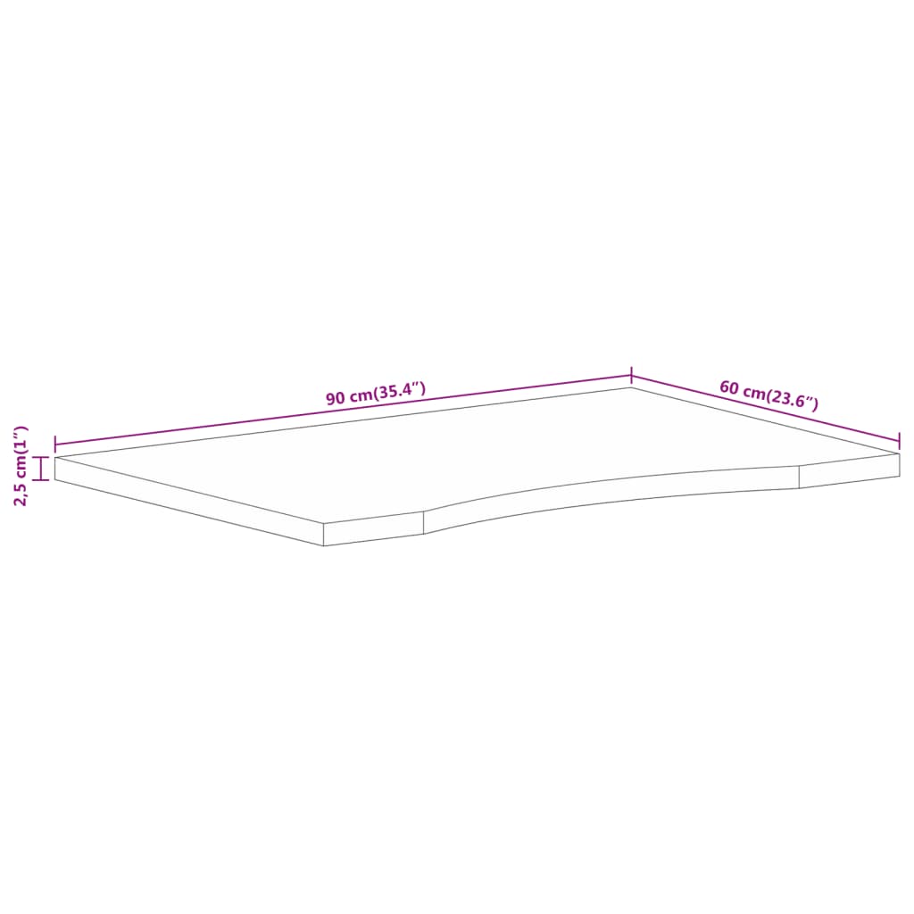 Bureaublad met ronding 90x60x2,5 cm massief ruw mangohout is nu te koop bij PeponiXL, paradijselijk wonen!
