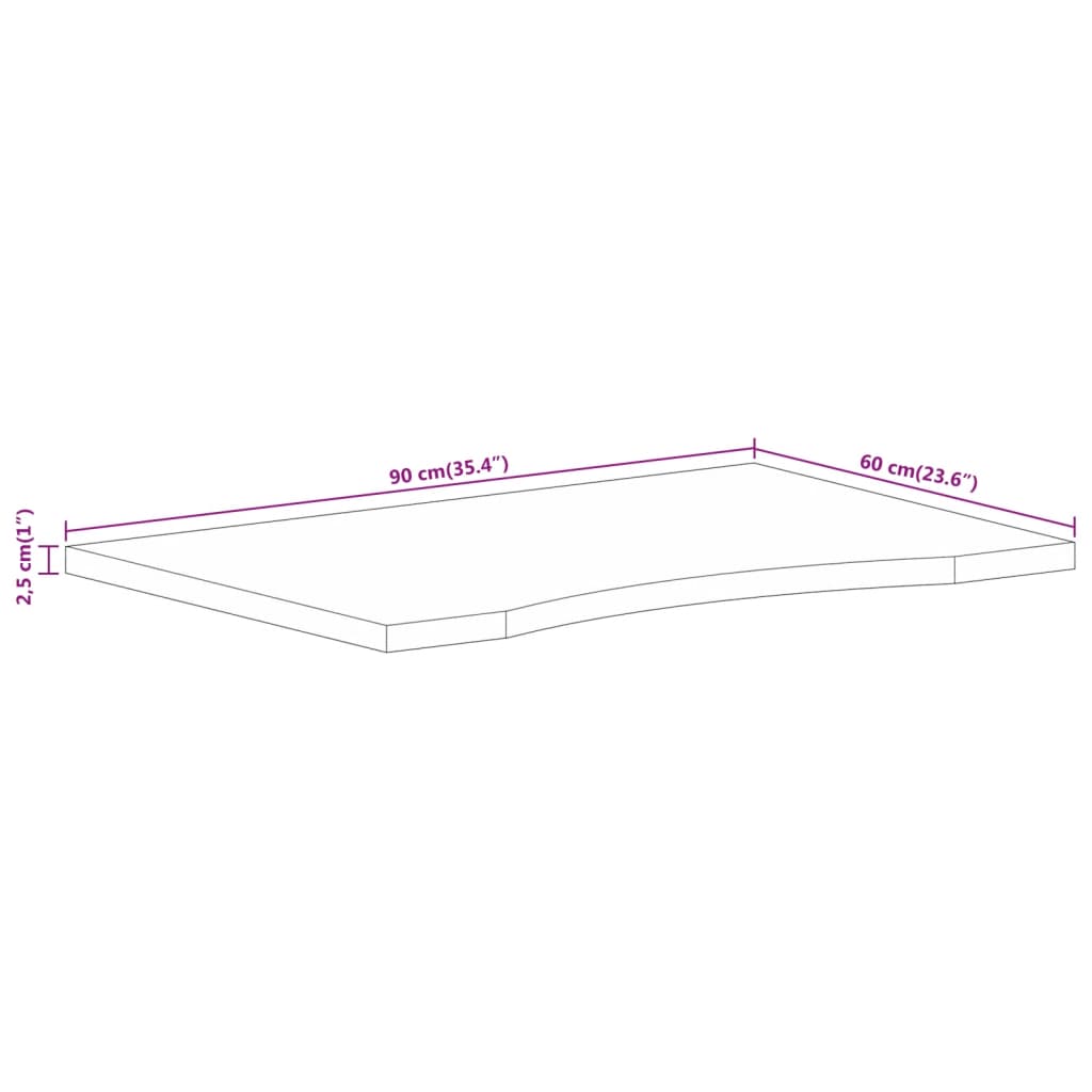 Bureaublad met ronding 90x60x2,5 cm massief ruw mangohout is nu te koop bij PeponiXL, paradijselijk wonen!